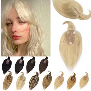Blonde Clip-In Hair 6” Human Hair Toppers for
Women with Thinning Hair Real